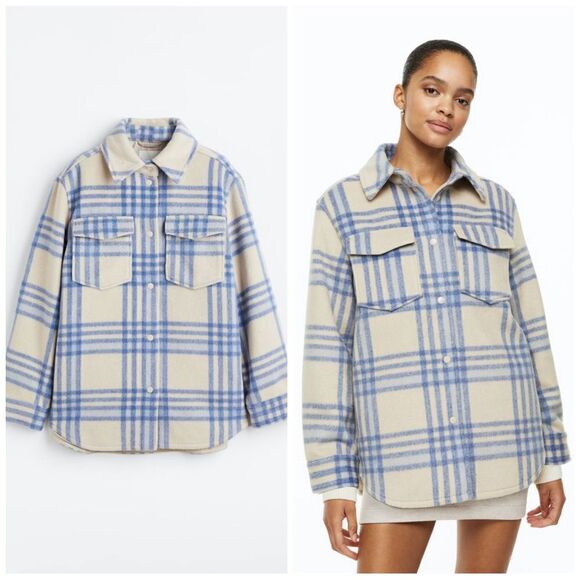 H&M Plaid Jacket Shacket New - Picture 1 of 8
